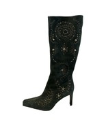 Donald Pliner Couture Suede Leather Boot Shoe New 7 Embroidery Grommets ... - $287.21 CAD