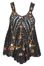 FREE PEOPLE Womens Tank Top Romance Knitted Soft Floral Black Size XS OB809680 - £32.40 GBP