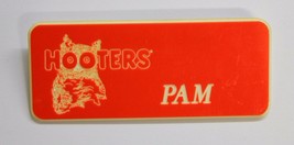 Pam - Hooters Restaurant Girl Orange Name Tag W/ White Letters (Pin) Pam - £12.17 GBP