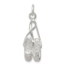 Sterling Silver Ballet Slippers Charm Dance Jewelry 27mm x 10mm - £15.89 GBP