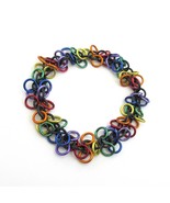 Rainbow LGBTQ bracelet, gay pride stretchy bracelet, chainmail shaggy loops - £23.43 GBP