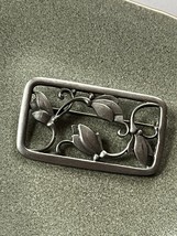 Vintage Nonmagnetic Silver Danish Style Cut-Out Floral Rectangle Brooch Pin – - £37.34 GBP