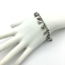 BRIGHTON heart &amp; padlock charm bracelet - silver-tone jasper dangles bea... - £23.98 GBP