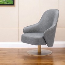 28" Gray And Gold Faux Leather Swivel Arm Chair - $18,348.47 MXN