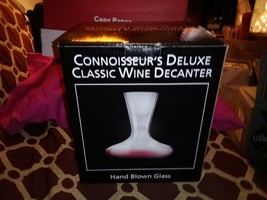 Connoisseur&#39;s Deluxe Classic Glass Wine Decanter, Hand Blown Glass -NEW - £30.06 GBP