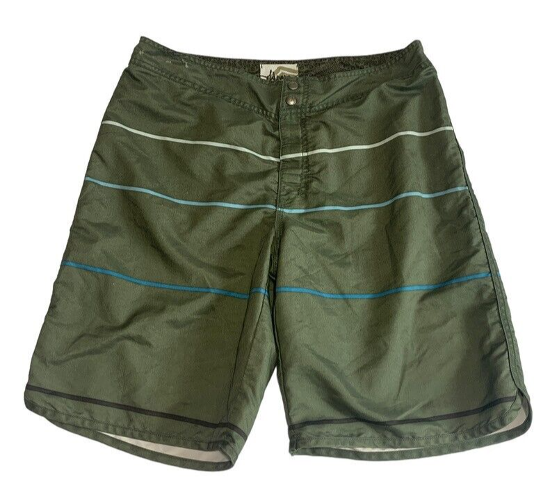 Old Navy Men Board Shorts Swim Trunk Waist Large Polyester Brown Striped - $5.99