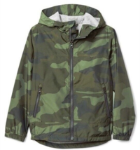 GAP Kids Boys Windbreaker Green Camo Jersey Lined Windbuster Hood Jacket Size S - $17.00
