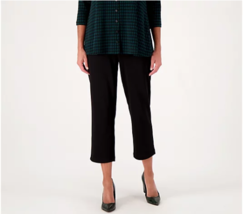 Susan Graver Milano Knit Pull-On Straight Leg Crop Pants (Black, MP) A574064 - £18.68 GBP