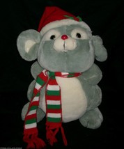 18&quot; Vintage Russ Berrie Mischief Gray Christmas Mouse Stuffed Animal Plush Toy - $46.55