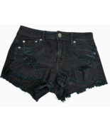 american eagle outfitters AEO stretch ripped cut off black denim shorts ... - €26,92 EUR