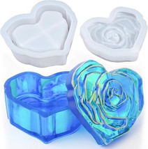 Heart Jar Resin Mold with Rose Lid Epoxy Resin Storage Box Casting Molds... - $22.37