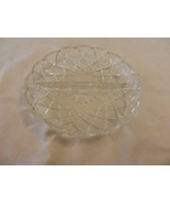 Vintage Glass Divided Relish Bowl scalloped edges, Starburst Center - £39.31 GBP