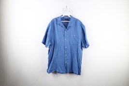Tommy Bahama Mens Size XL Striped Linen Short Sleeve Collared Button Shirt Blue - £38.89 GBP