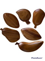 Vintage Monkey Pod Fruit Shaped Wood Bowls Royal Acacia Trinket 6 Pieces Tiki - £9.90 GBP