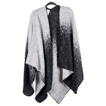 Sweater Wrap Womens One Size Gray Black Acrylic Shawl Blanket Soft Cozy ... - £15.37 GBP