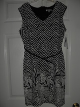 Sandra Darren New Womens Black/Ivory Printed Belted Sheath Dress    12 - £16.22 GBP