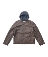 Levis Mens Saddle Brown Faux Leather Quilted Interior Hooded Biker Racer... - €43,21 EUR