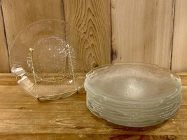 Set Of 12 ~ France Arc Clear Glass 7.5” Salad Plates Starburst Pattern - £44.17 GBP