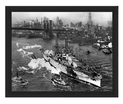 Uss Arizona Navy WW2 Battleship Passing Through Ny City 8X10 Framed Photo - £15.65 GBP