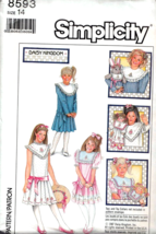 Simplicity Sewing Pattern 8593 Size 14 Daisy Kingdom Girls' Dress & Collar 1988 - £5.11 GBP