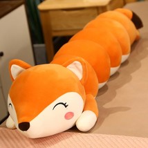 Lovely Fox Frog Plush Stuffed Toys Cartoon Long Pillow Caterpillar Turn To Anima - £28.07 GBP
