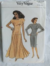 80&#39;s Vintage Vogue Very Easy Pattern 9939 Dropped Waist Dress Sizes 8-10-12 UC - £11.03 GBP