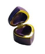 Heart Shaped Trinket Box Hinged Jewelry Gift Box Purple Ceramic Dish wit... - $29.19 CAD