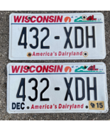 Wisconsin Expired 2015 Black on White America&#39;s Dairy License Plate Set ... - £15.23 GBP