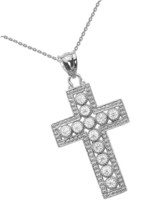 Silver Cross Pendant Necklace with Cubic - £113.39 GBP