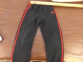 Children Youth Unisex Adidas Black Red 3 Striped Athletic Cotton Pants 7 33001 - £16.17 GBP