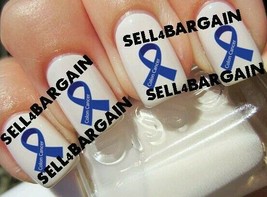 Blue Ribbon Colon Cancer Awareness Logo》Tattoo Nail Art Decals - £12.98 GBP