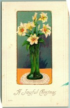 White Lilies in Vase A Joyful Christmas Embossed Gilt UNP DB Postcard I7 - £5.49 GBP