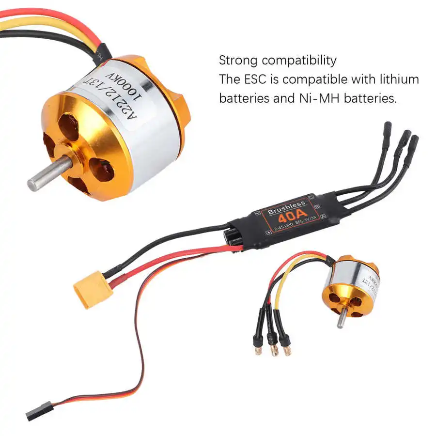 2212 1000KV 1400KV 2200KV Motor 40A Brushless ESC Set Accessories for RC Drone - £15.91 GBP+