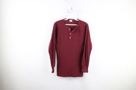 Vintage 90s Streetwear Mens Large Faded Thermal Waffle Knit Henley T-Shirt Red - £29.56 GBP