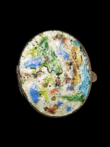 Vintage Chinese Enamel Cloisonné Style Pill Snuff Trinket Box Oval - $49.45