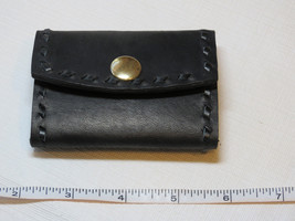 Handmade leather key holder black w/ black stitching 3.5&quot; X 2.5&quot; saddleb... - $11.83