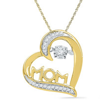 10k Yellow Gold Round Diamond Mom Mother Heart Love Fashion Pendant 1/10... - $258.00