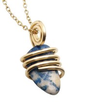 Rare Natural Lazulite Hand Forged Art Wrap Pendant Merlin&#39;s Gold #81 - €38,88 EUR