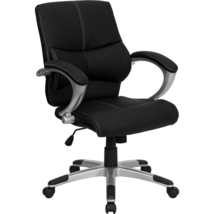 Mid-Back Black LeatherSoft Contemporary Swivel Manager&#39;s Office Chair - £250.67 GBP