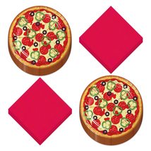 Pizza Party Supplies - Takeout Box Square Paper Dinner Plates and Italian Flag R - £10.51 GBP+