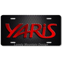 Toyota Yaris Text Inspired Art Red/Mesh FLAT Aluminum Novelty License Tag Plate - $17.99