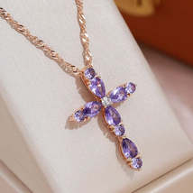 14K Gold Plated Elegant Handmade Necklace with Zircon, Classic  Design - £34.72 GBP