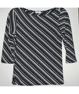 BCBG Paris, vertical striped silver sparkle, 3/4 sleeve, blouse, size me... - $368.94 MXN