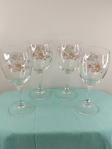 Vintage Arcopal Pastel Floral Pattern Set 4 Wine Glasses 6&quot;X2&quot; - $27.29