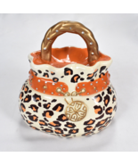 David&#39;s Cookies Ceramic Cheetah Purse Cookie Jar Trinket Container Decor - $558.82 MXN