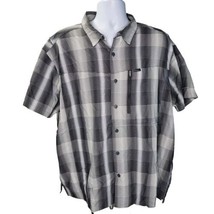 Columbia Fishing Shirt Mens 2XL Grey Plaid Vented Fishing Button Up Shor... - $24.74