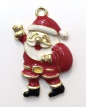 Signed Phister Gold Tone &amp; Enamel Christmas Santa Claus Charm 1998 Holiday - £9.41 GBP