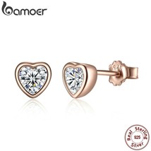 925 Sterling Silver One Love Stud Earrings with Clear CZ Female Brincos for Woma - £15.73 GBP