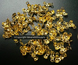 100 Yellow Gold 4mm closed clam shell metal bead tips clasp findings FPC381 - £2.33 GBP