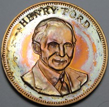 Henry Ford Rainbow Toned Franklin Mint Bronze Proof Medallion 1970~Free ... - £10.17 GBP